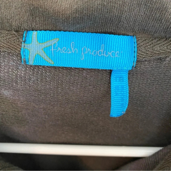 Handmade Stencil Tie Dye Jacket Womens Medium Tan Blue 3/4 Sleeve Cotton Knit - Picture 9 of 13